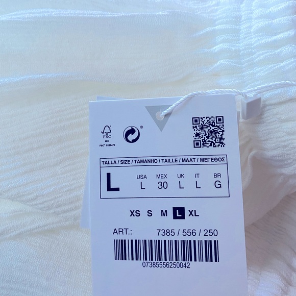 Zara skirt. airy white, frayed edge midi skirt, Large - Picture 6 of 9